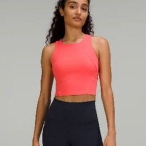 Lululemon Align High Neck Longline Bra – Coral / Pink Peony – Nulu Fabric